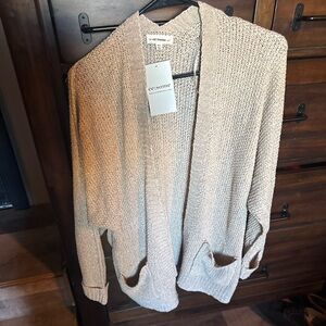 NWT EE :some Cozy Chic Beige Knit Open-Front Cardigan - Size M